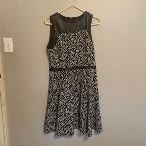Just Taylor leopard and faux leather dress